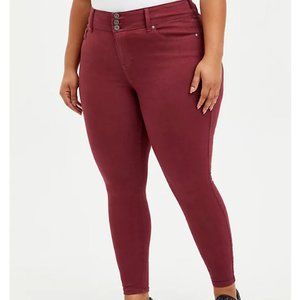 Torrid Jeans High Rise Super Skinny Jegging Super Soft Dark Red Size 24 S